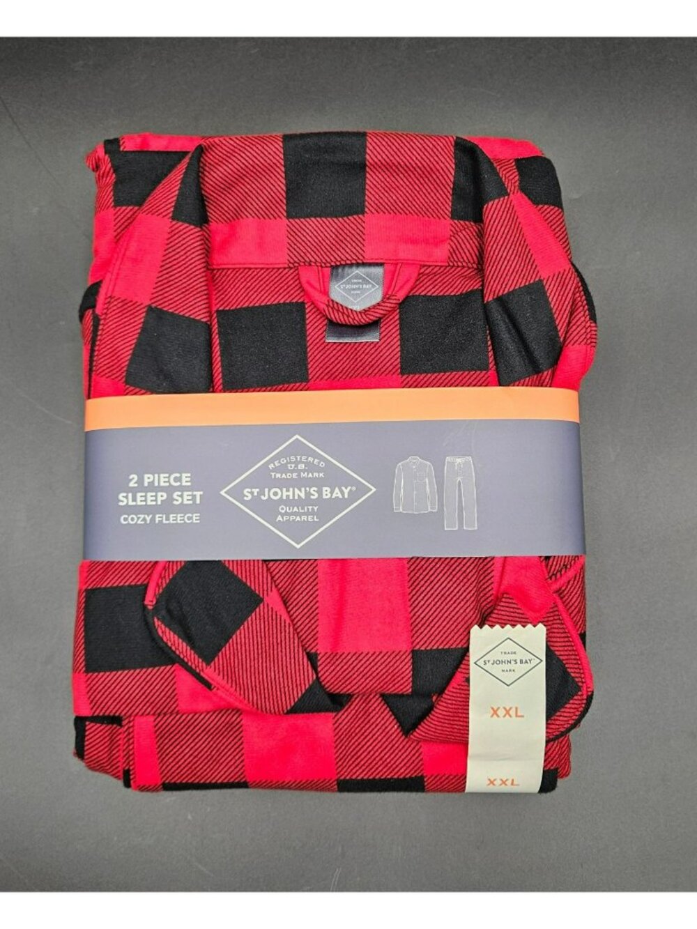 St. Johns Bay 2-Piece Red Black Buffalo Plaid Cozy Fleece Sleep Set XXL Holiday